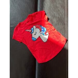 Family Fun Red, White & Blue Unicorn Top